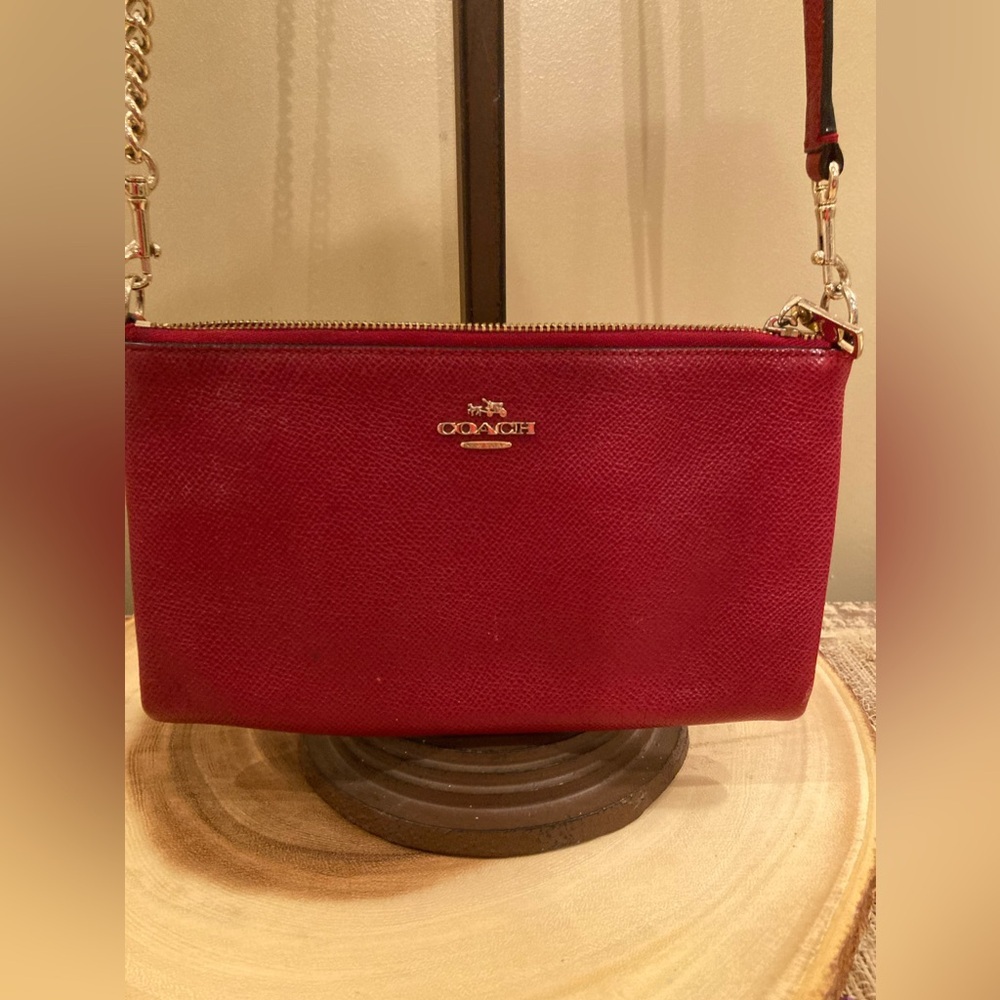 COACH KYLIE CROSSBODY IN EMBOSSED TEXTURED LEATHER Valentine RED MSRP $155 - Picture 2 of 9